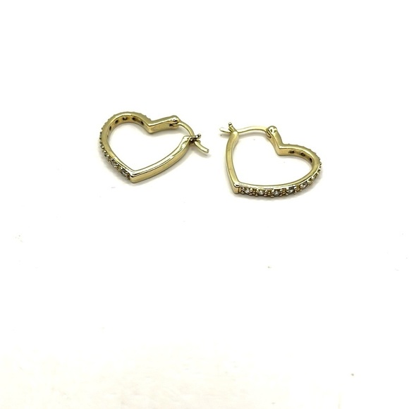 Heart Outline Earrings Gold Plated with Pave Rhinestones Pierced Earrings Love - Picture 3 of 9